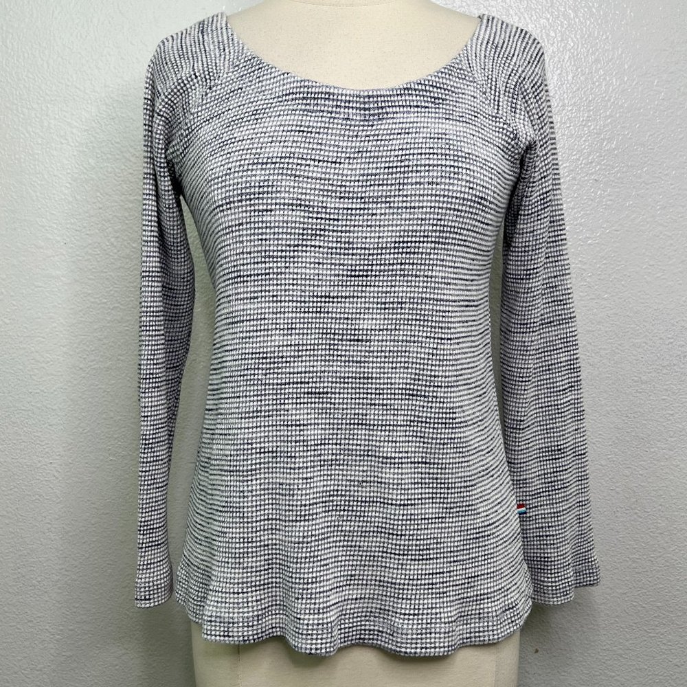 Sol‎ Angeles White Boat Neck Thermal Womens Pullover Top Size S